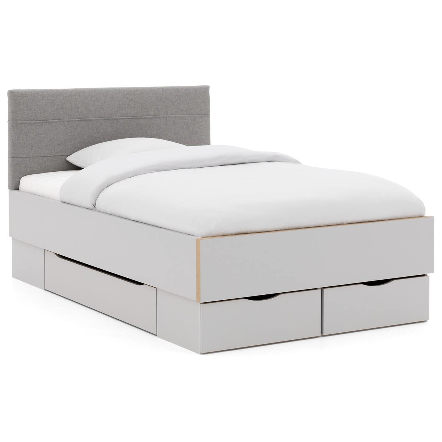 Goossens Bedframe Ita - 120 x 210 - Zijdegrijs met accent eiken