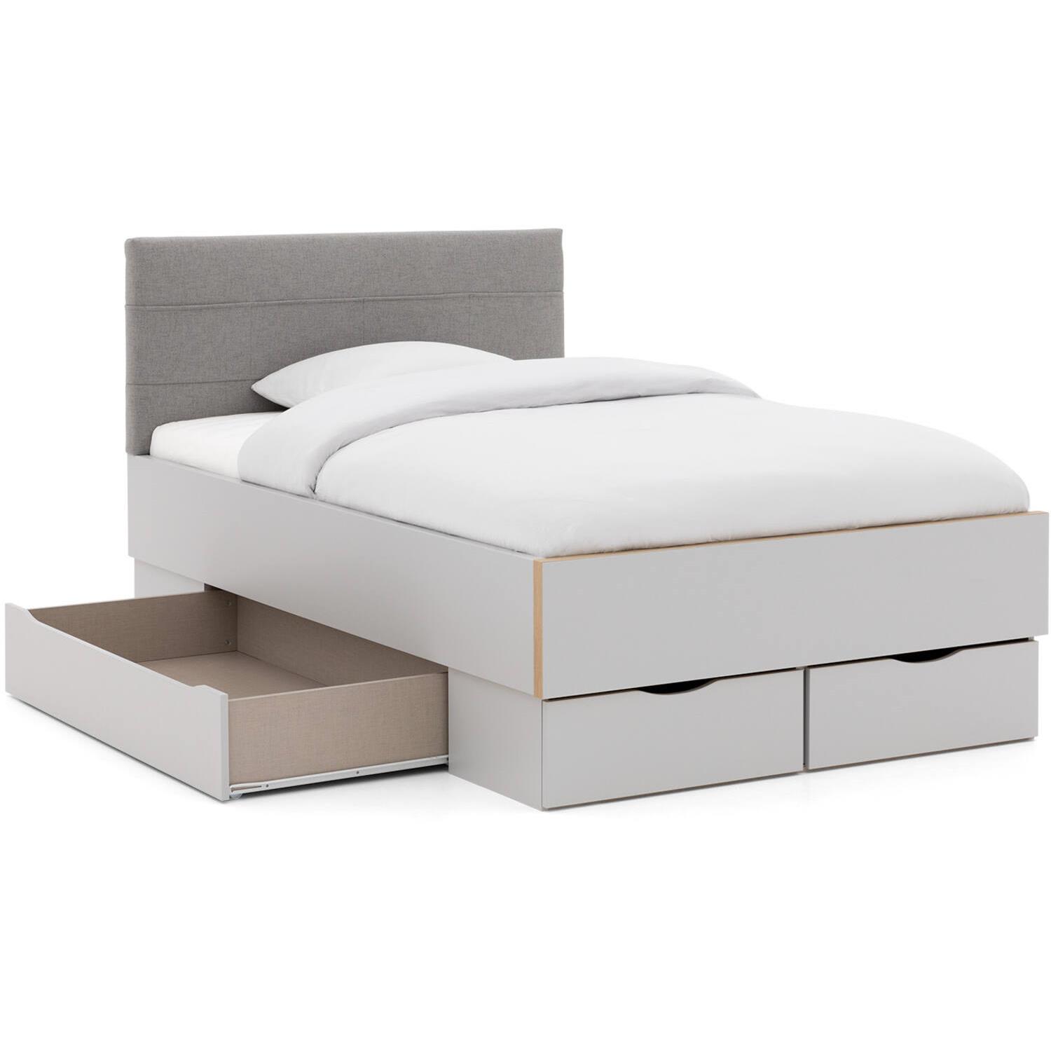 Goossens Bedframe Ita - 120 x 210 - Zijdegrijs met accent eiken