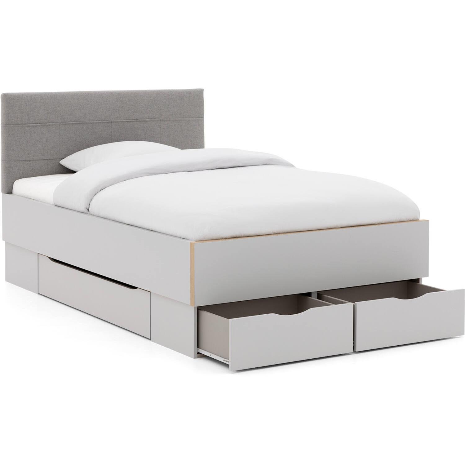 Goossens Bedframe Ita - 120 x 210 - Zijdegrijs met accent eiken