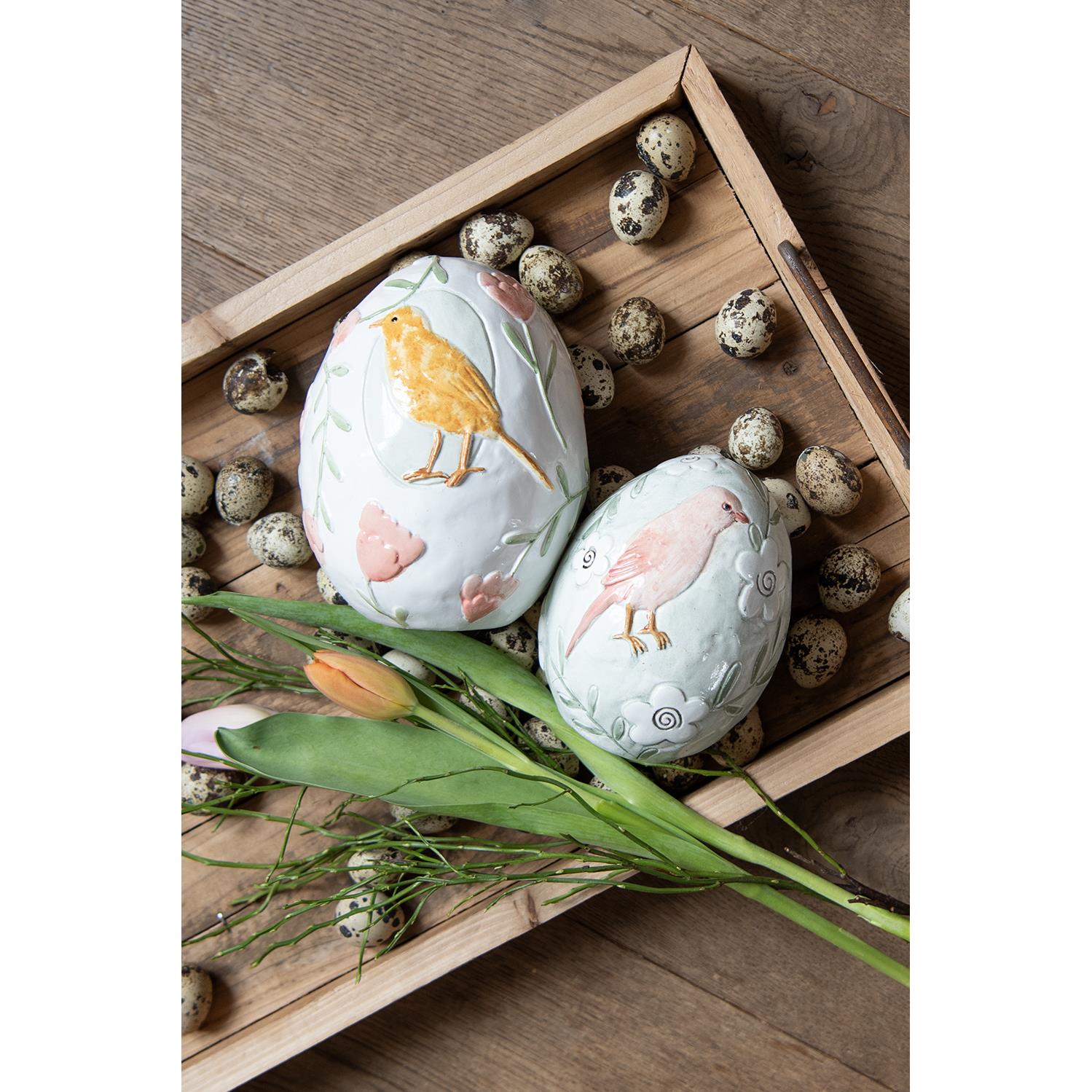 Clayre & Eef Beeld Ei 16 cm Wit Polyresin Paasdecoratie