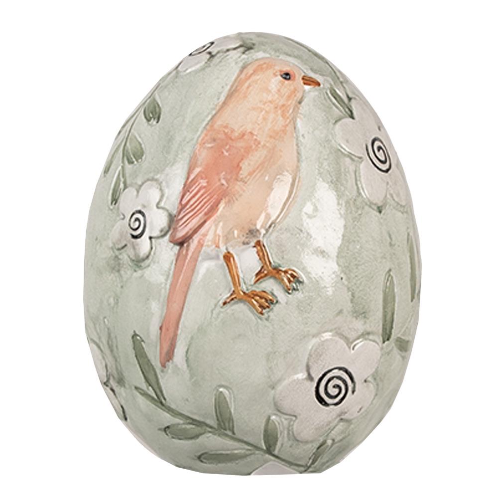 Clayre & Eef Beeld Ei 13 cm Groen Polyresin Paasdecoratie