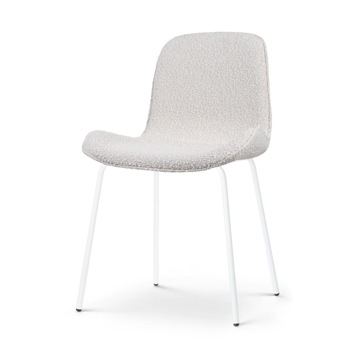 Nolon Nora-Fé Eetkamerstoel Bouclé Beige - Stof - Witte Poten