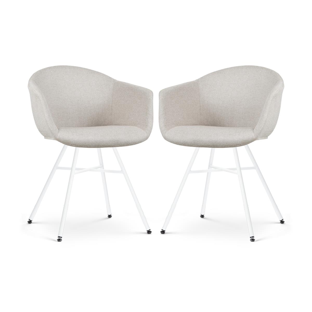 Nolon Noa-Otis Eetkamerstoelen Set van 2 - Beige - Witte Poten