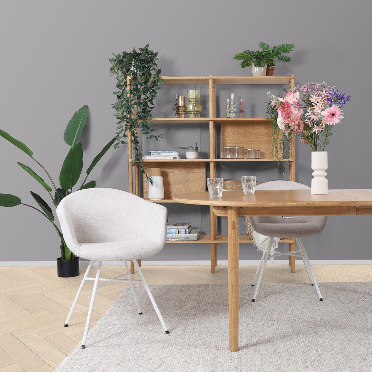 Nolon Noa-Otis Eetkamerstoelen Set van 2 - Beige - Witte Poten