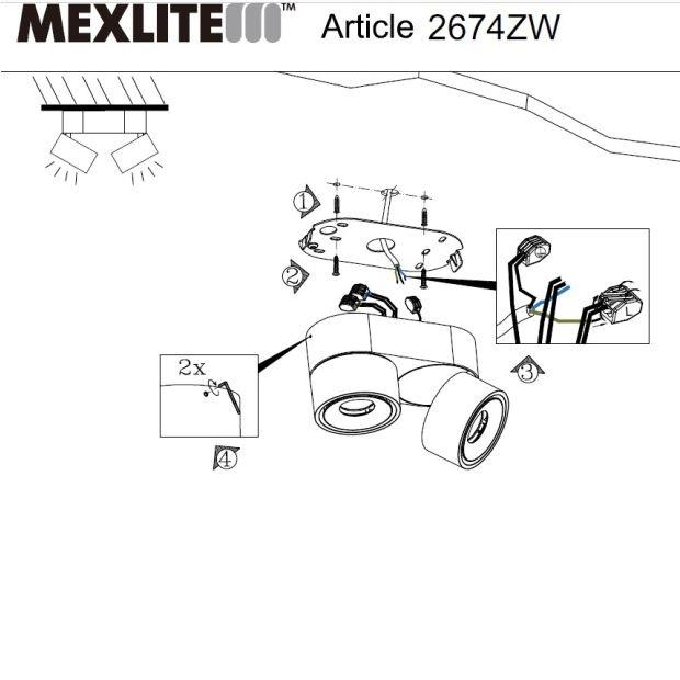 Mexlite Spot Fez Black Led 2x8Watt