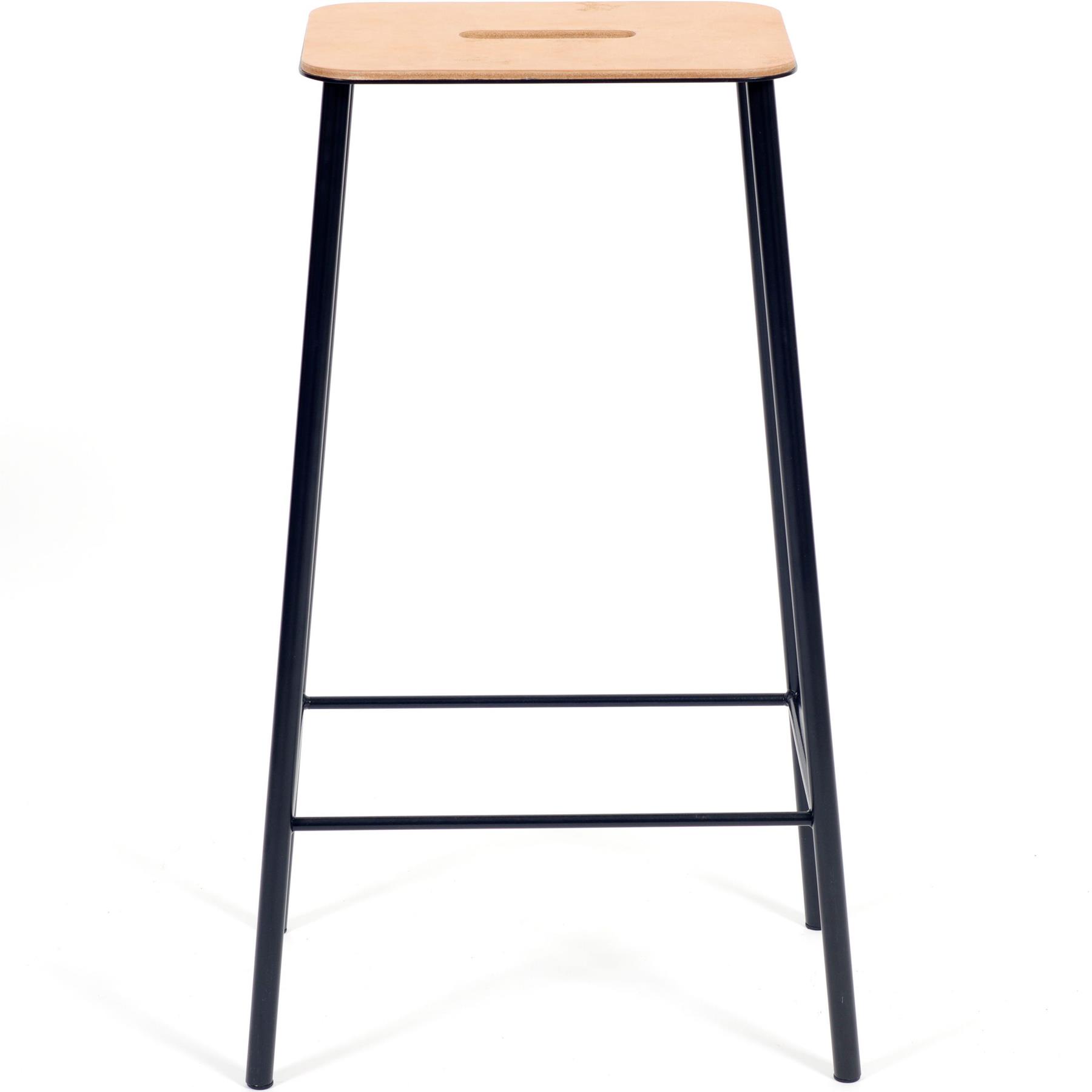 Frama Adam barkruk H76 naturel leer|zwart