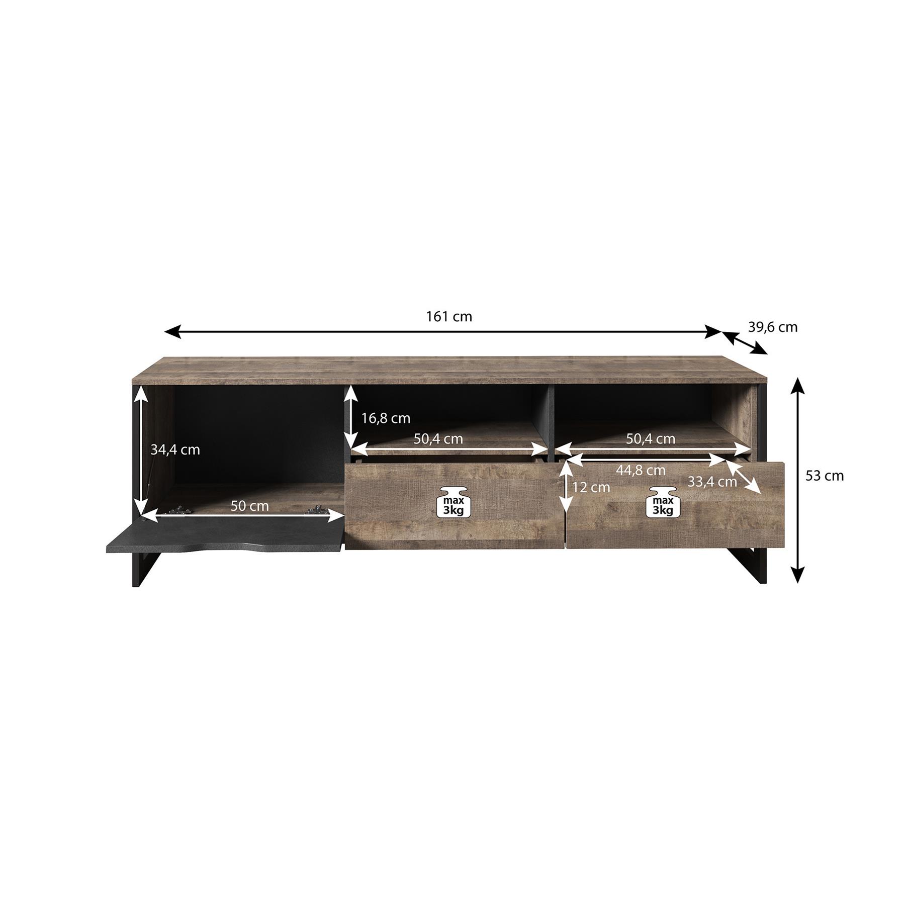 Meubella TV-Meubel Acasia - Grijs - Eiken - 161 cm