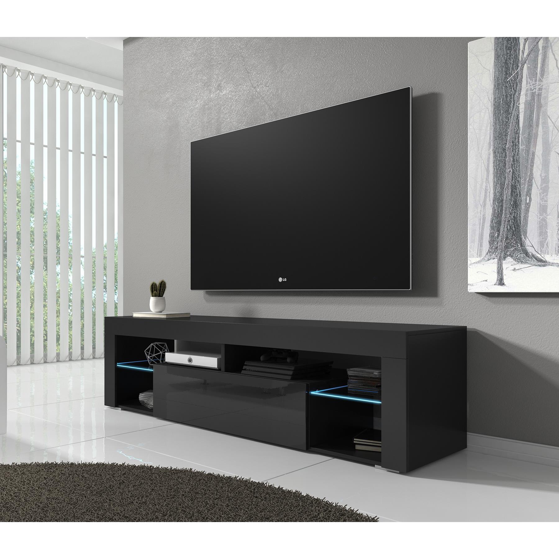 Meubella TV-Meubel Fancy - Zwart - 140 cm - Met LED