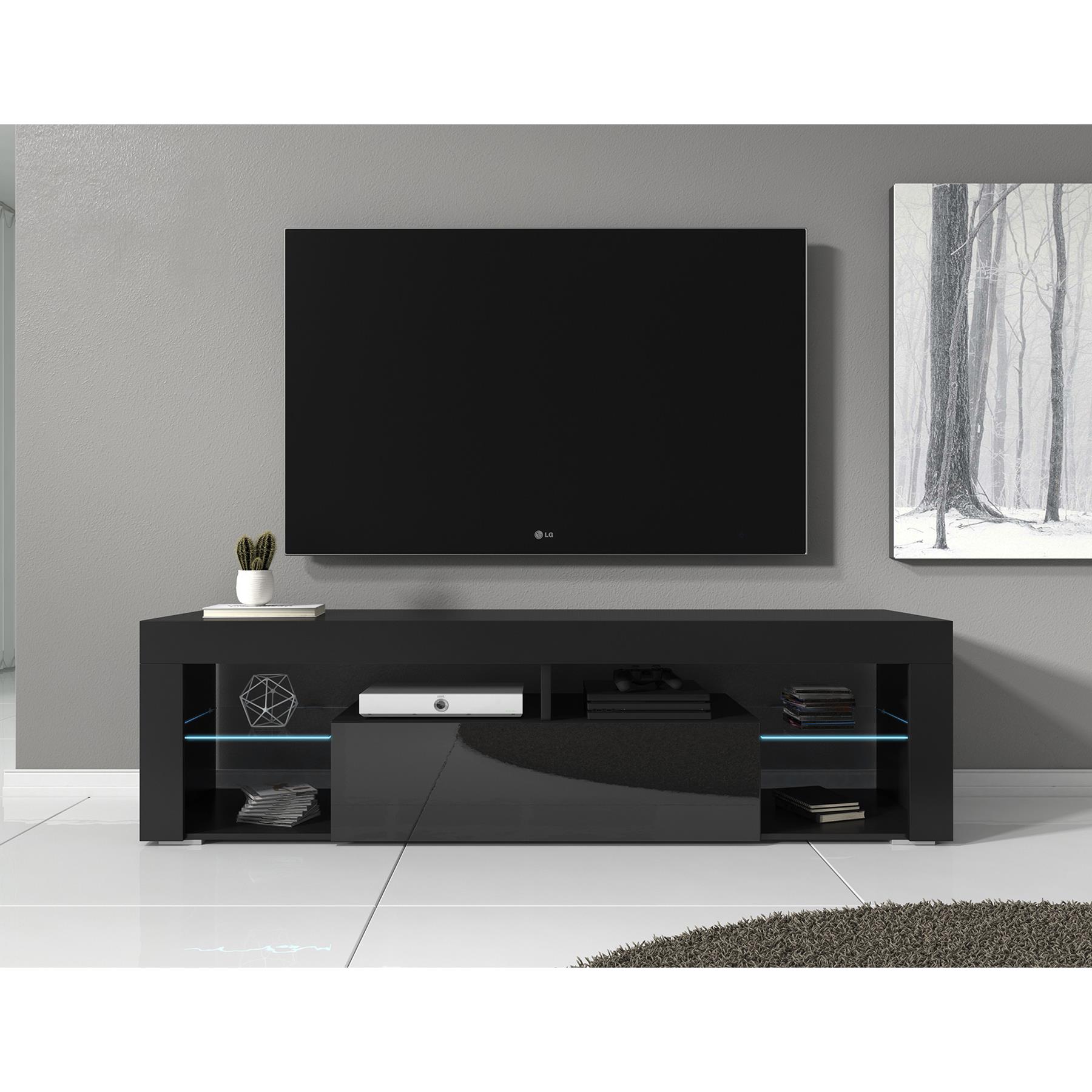 Meubella TV-Meubel Fancy - Zwart - 140 cm - Met LED