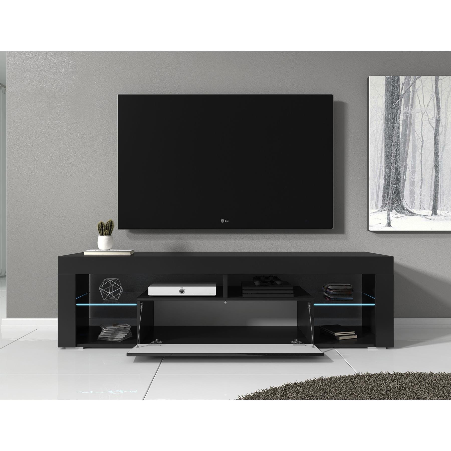 Meubella TV-Meubel Fancy - Zwart - 140 cm - Met LED
