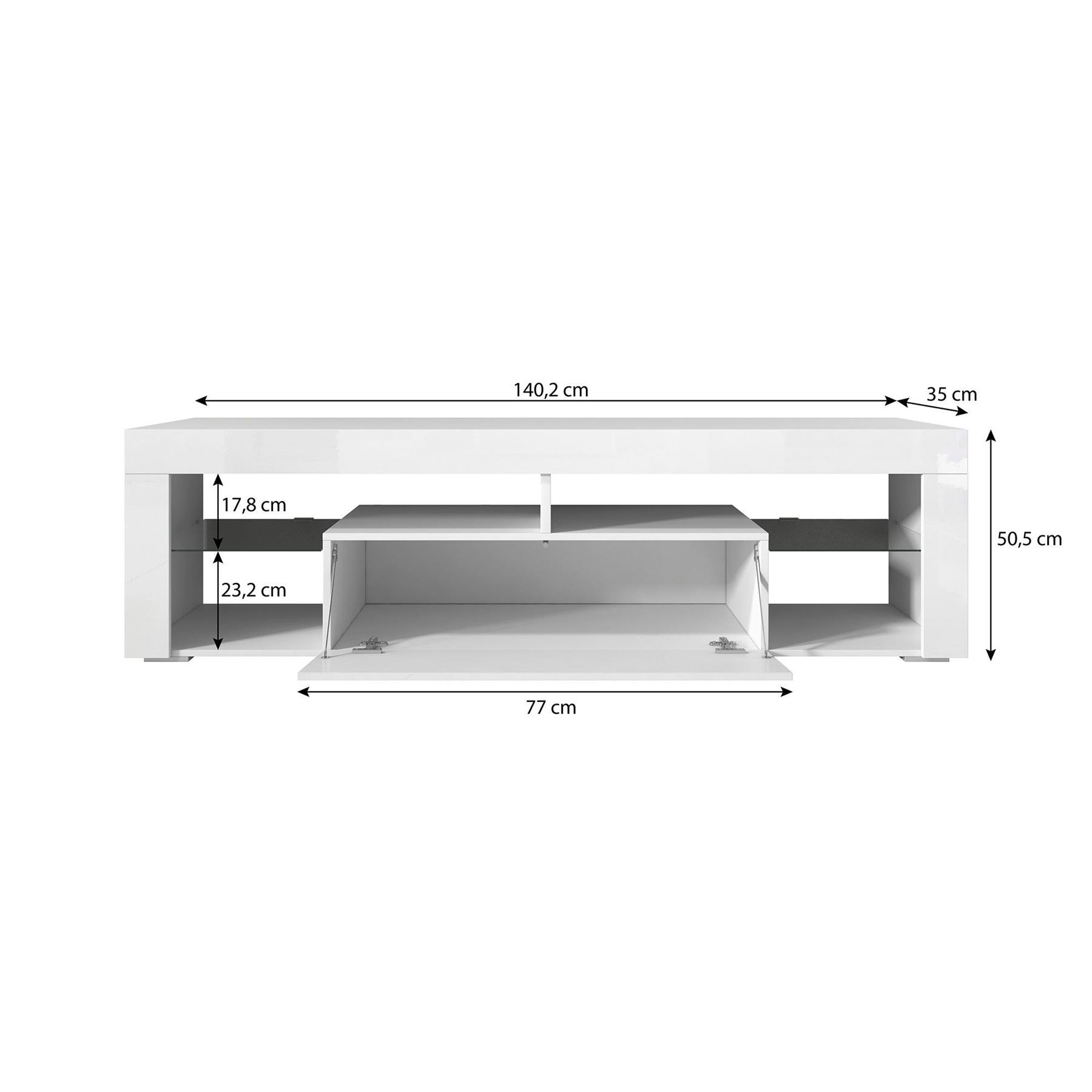 Meubella TV-Meubel Fancy - Zwart - 140 cm - Met LED