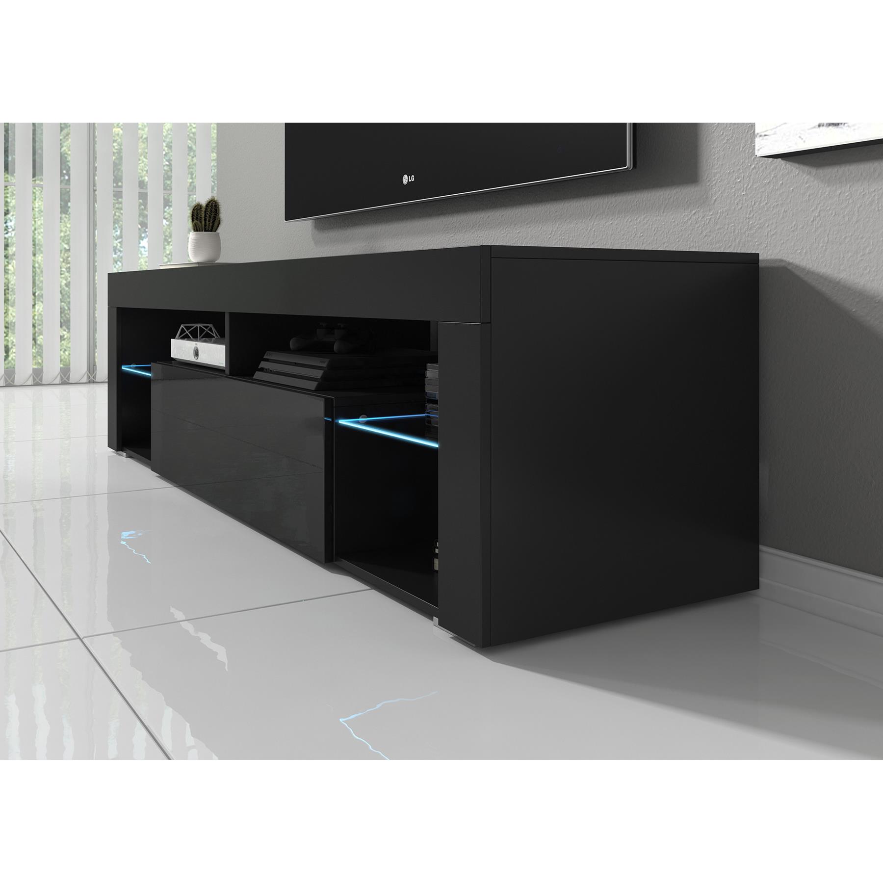 Meubella TV-Meubel Fancy - Zwart - 140 cm - Met LED