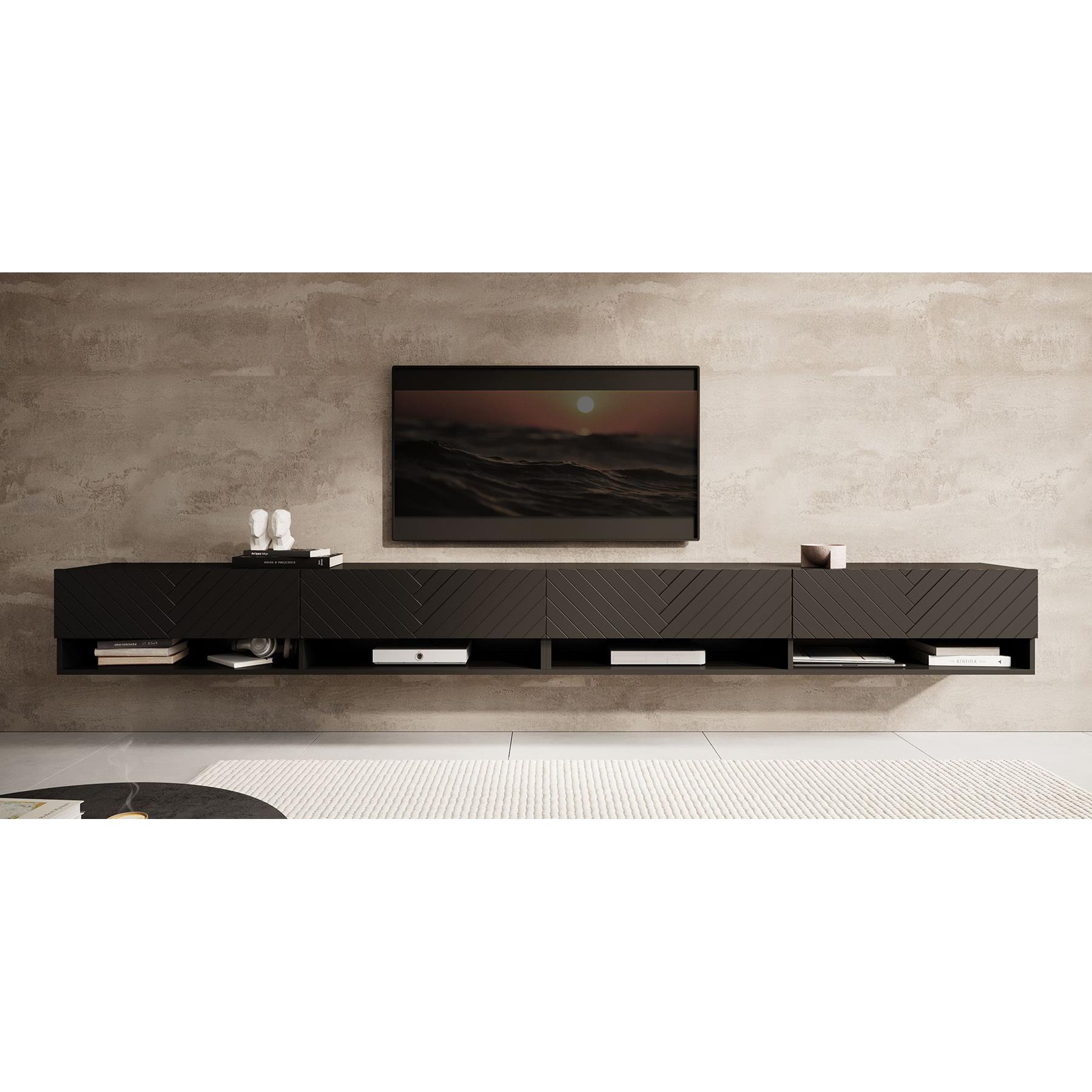 Meubella TV-Meubel Asino - Zwart Visgraat  - 280 cm