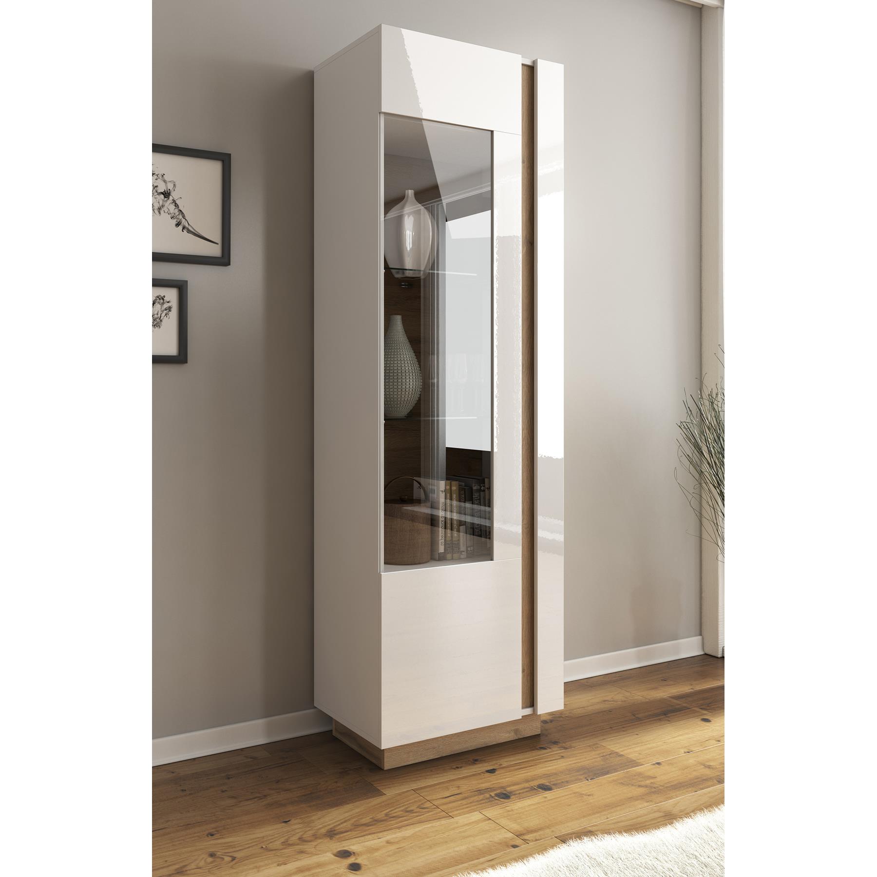 Meubella Vitrinekast Ashley - Wit - Eiken - 60 cm