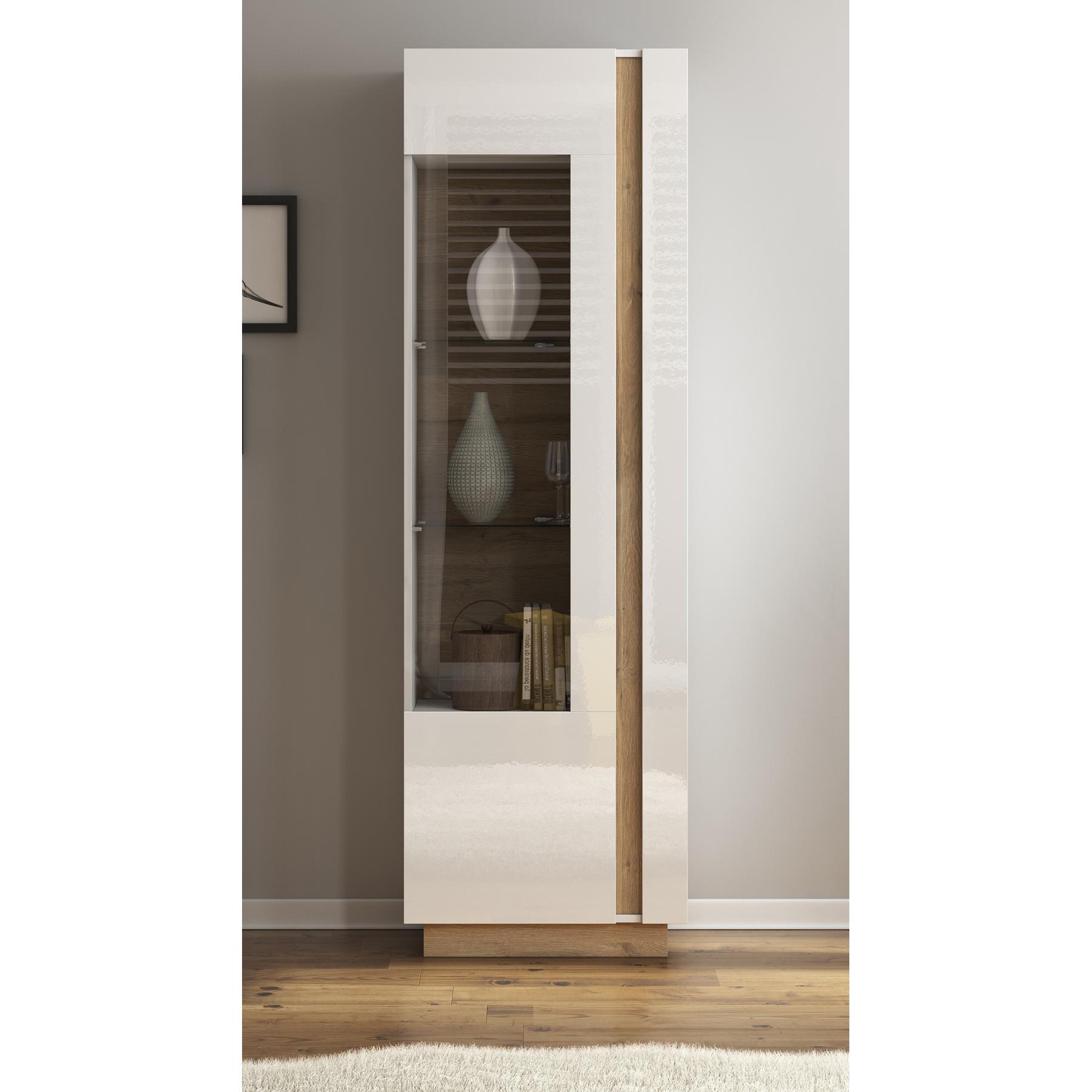 Meubella Vitrinekast Ashley - Wit - Eiken - 60 cm