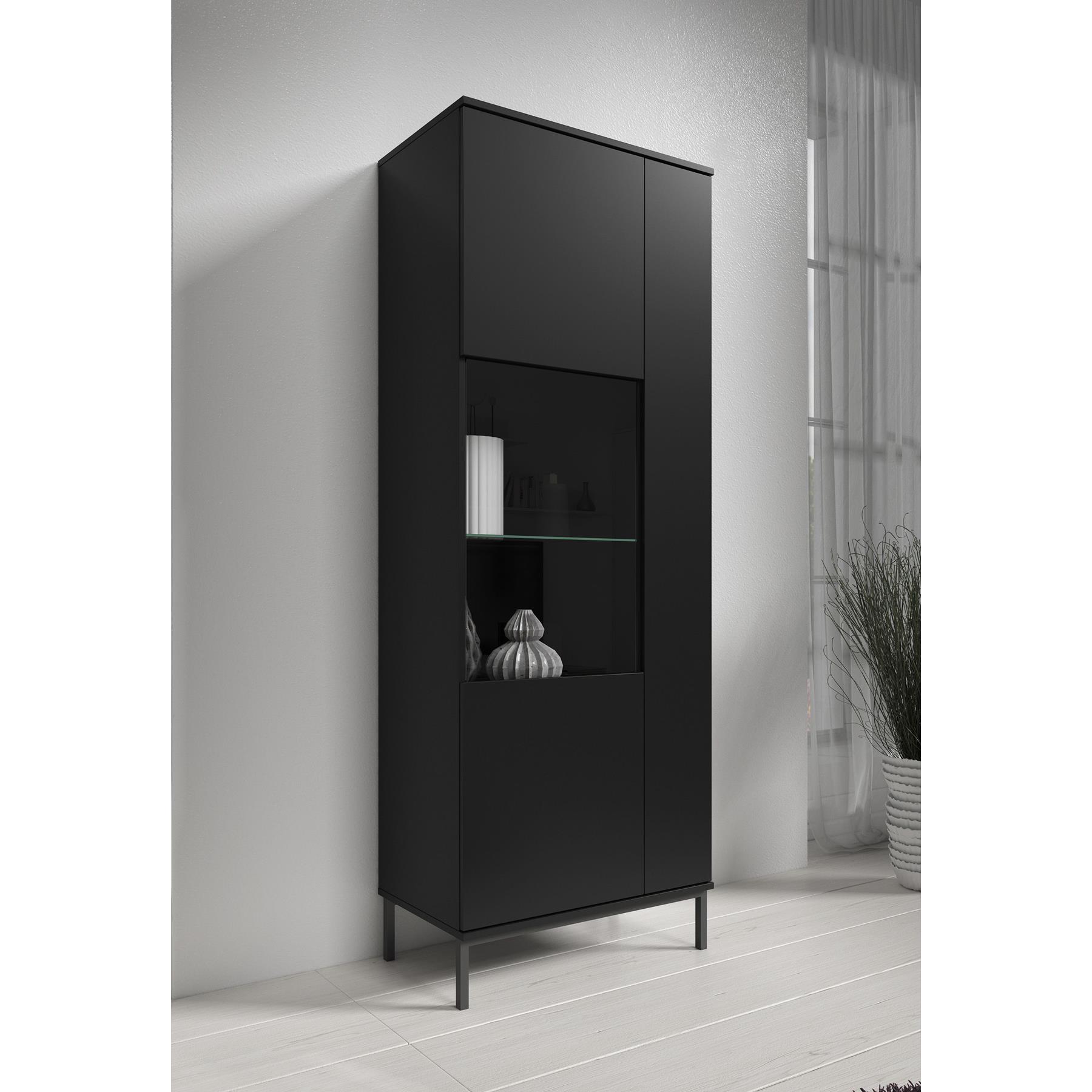 Meubella Vitrinekast Queen - Mat Zwart - 70 cm