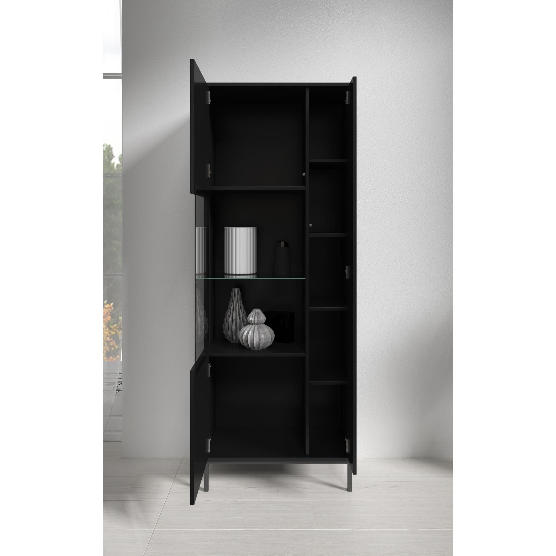 Meubella Vitrinekast Queen - Mat Zwart - 70 cm