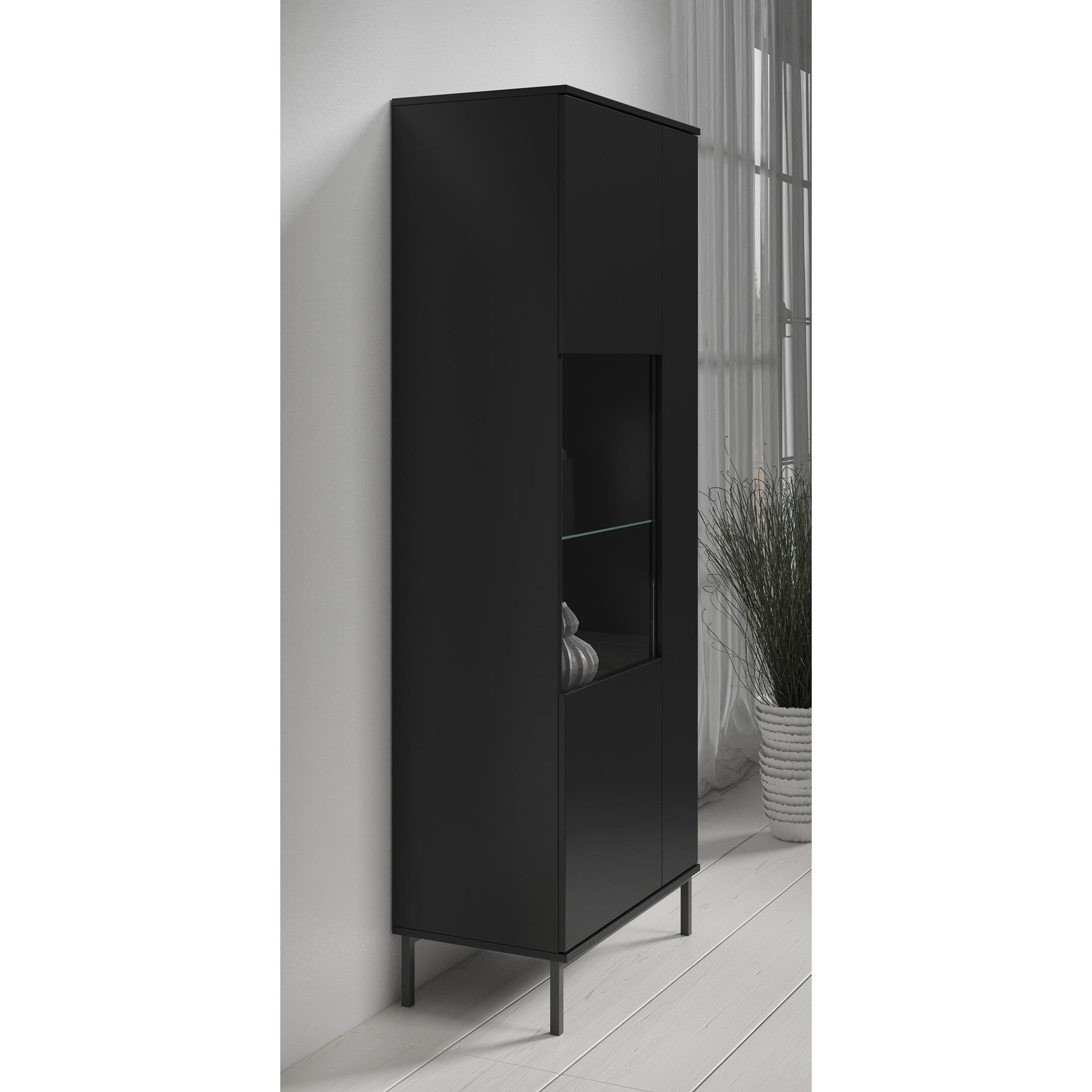 Meubella Vitrinekast Queen - Mat Zwart - 70 cm