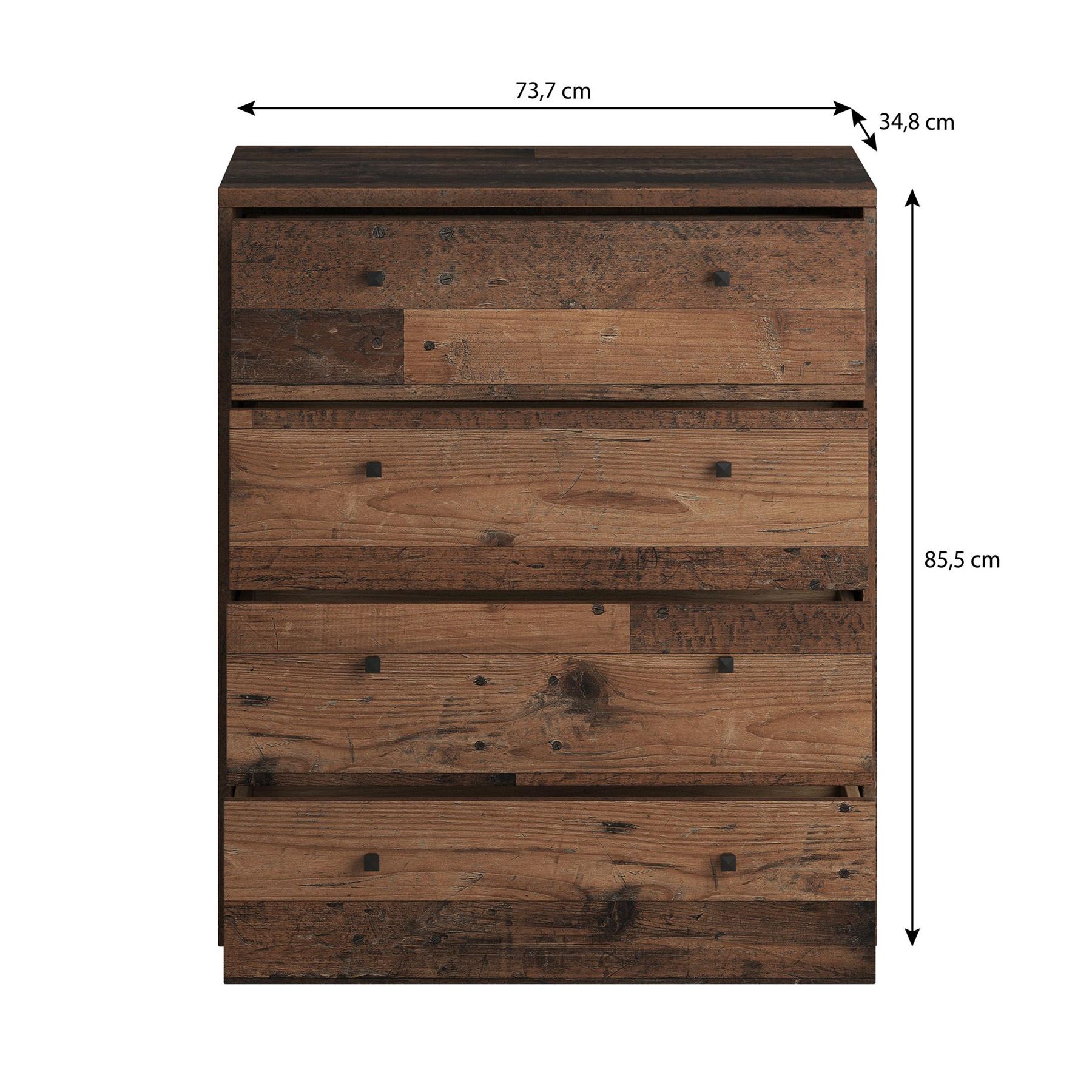 Meubella Ladekast Tonga - Old wood - 74 cm
