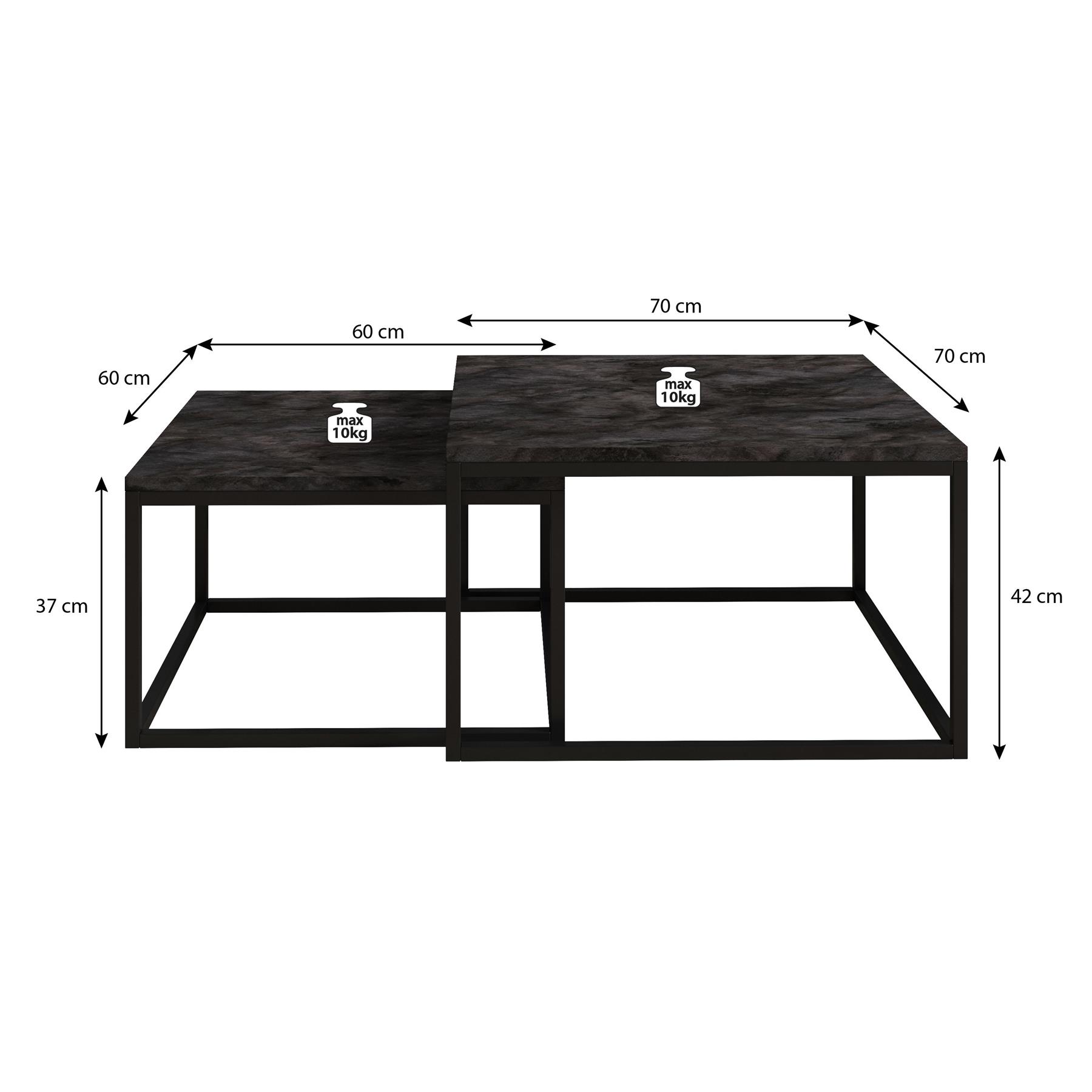 Meubella Salontafel Styler  - Old Wood - 70 cm - set van 2