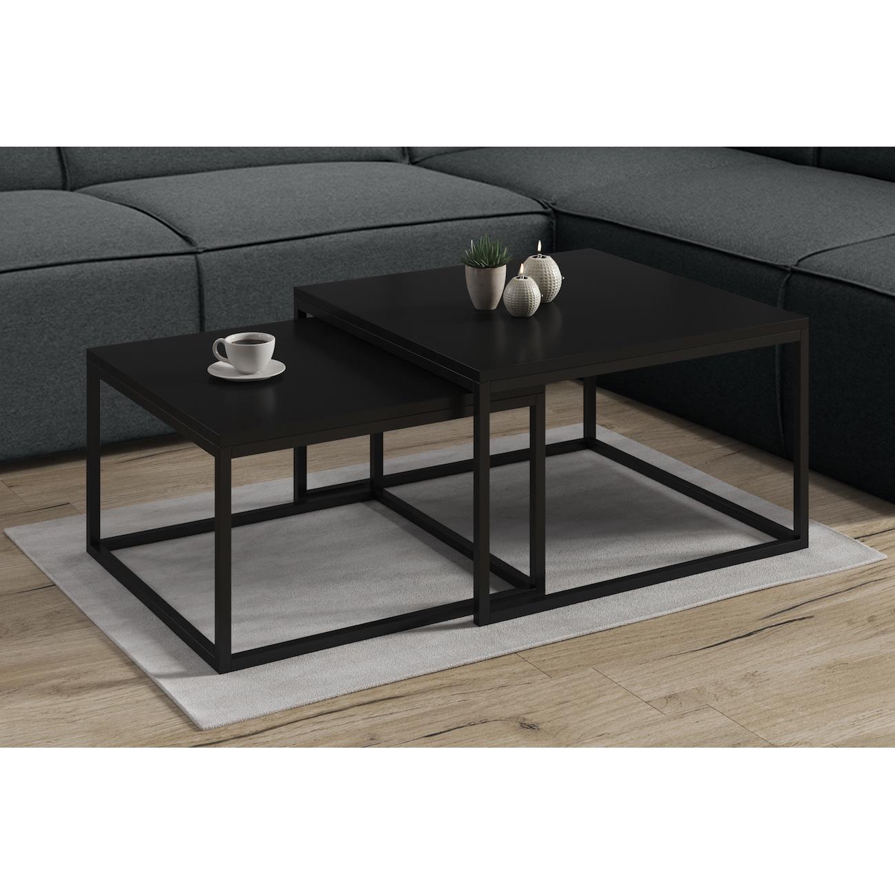 Meubella Salontafel Styler - Mat Zwart - 70 cm - set van 2