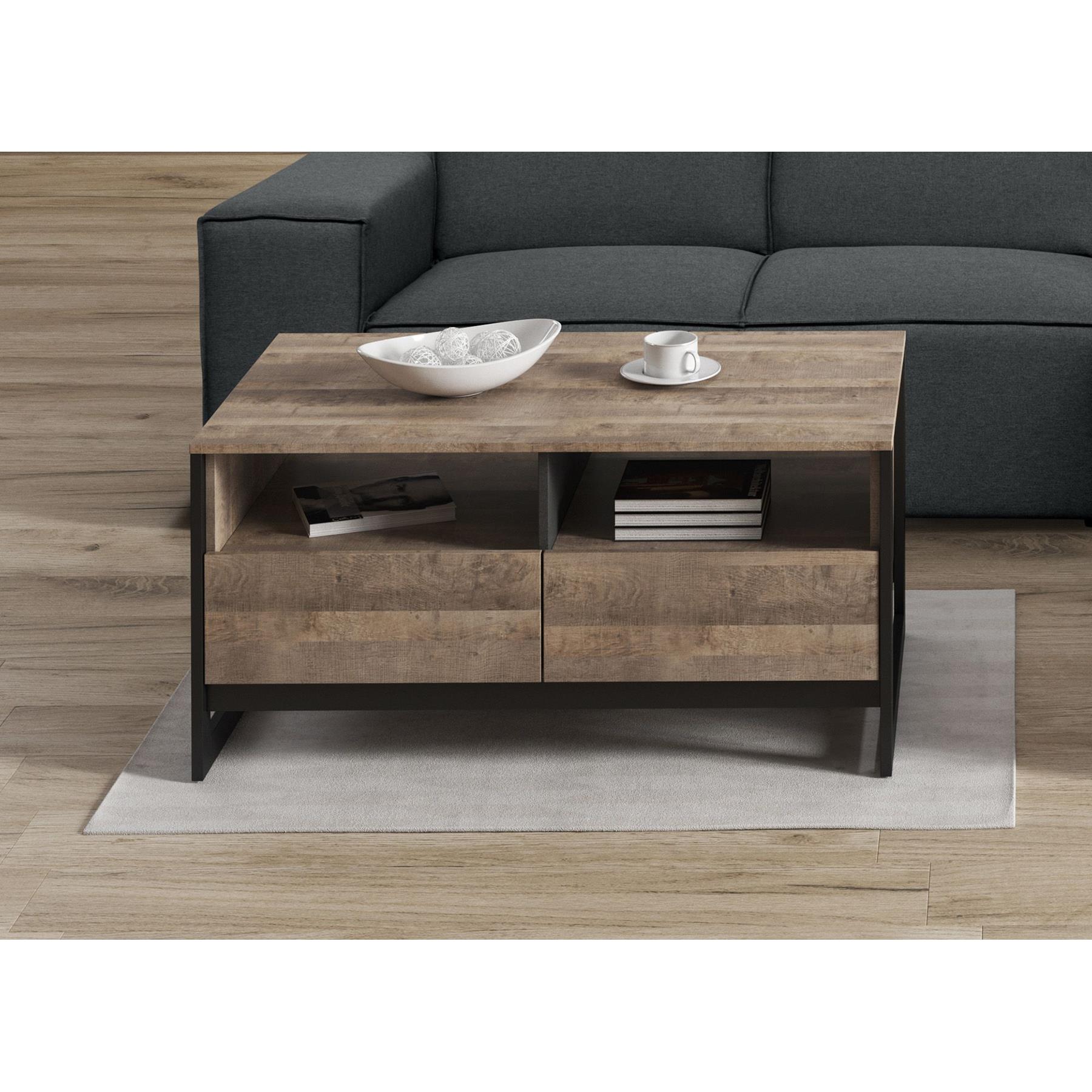 Meubella Salontafel Acasia - Grijs - Eiken - 108 cm