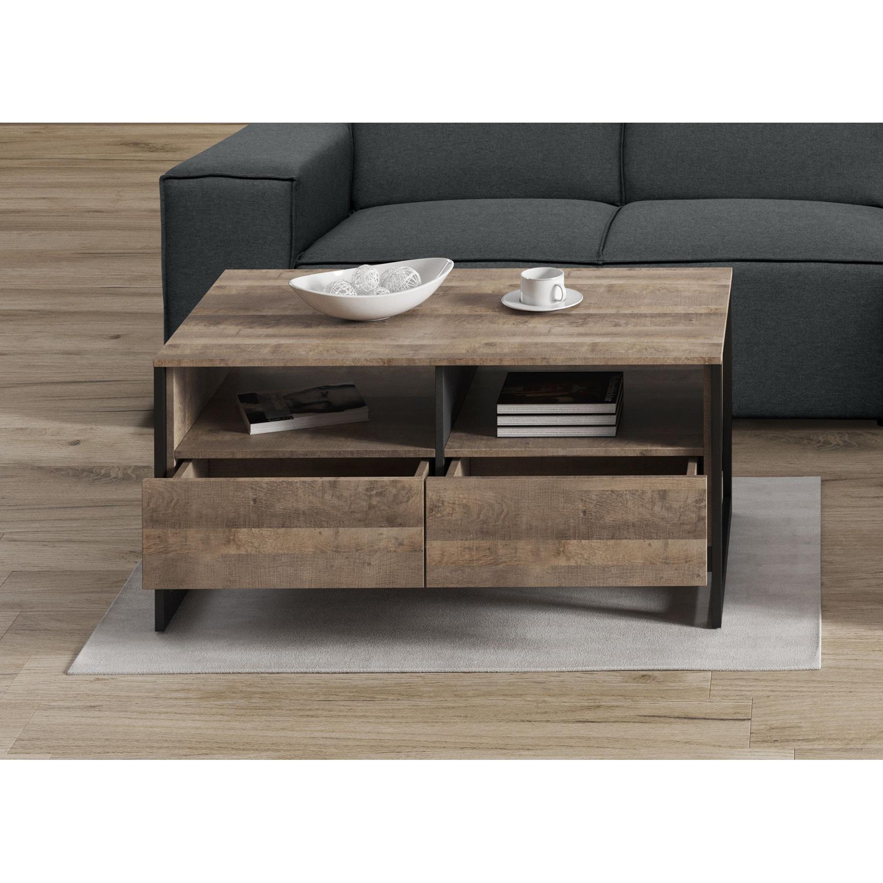 Meubella Salontafel Acasia - Grijs - Eiken - 108 cm