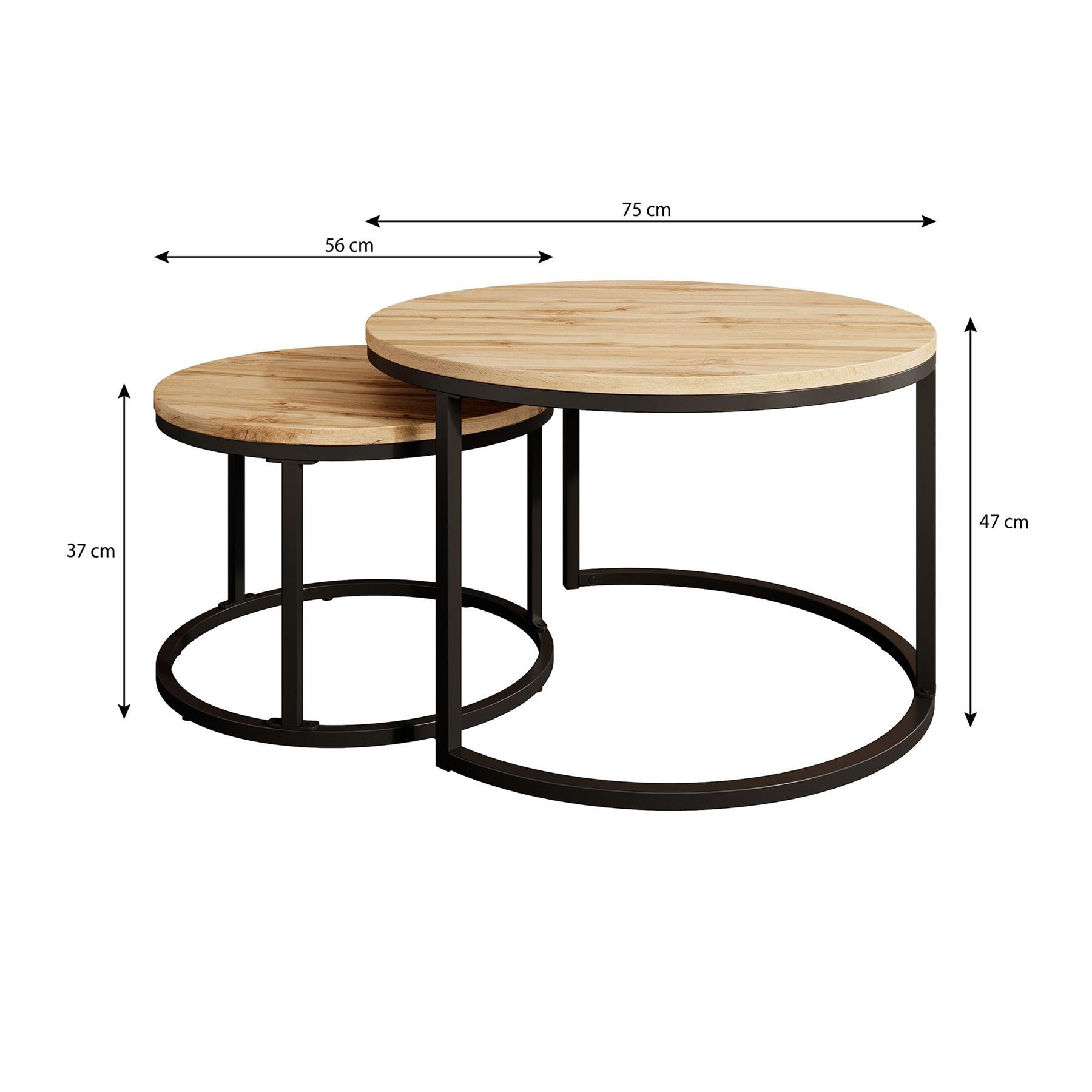 Meubella Salontafel Ovalo - Eiken - set van 2