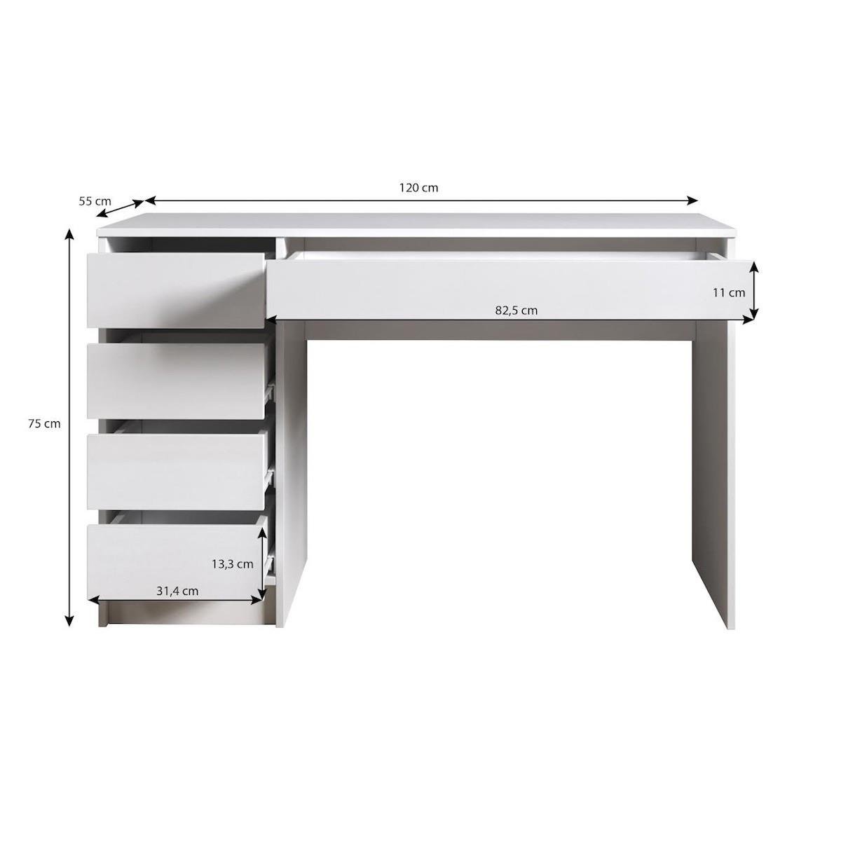 Meubella Kaptafel Arco - Wit hoogglans - 120 cm