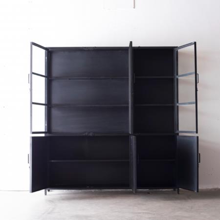 Giga Meubel - Vitrinekast Zwart Metaal - 6-deurs - 200x40x220 - Lotte