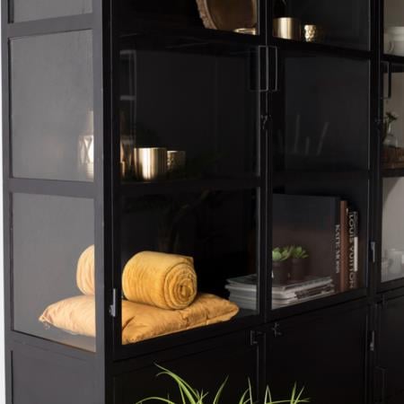 Giga Meubel - Vitrinekast Zwart Metaal - 6-deurs - 200x40x220 - Lotte