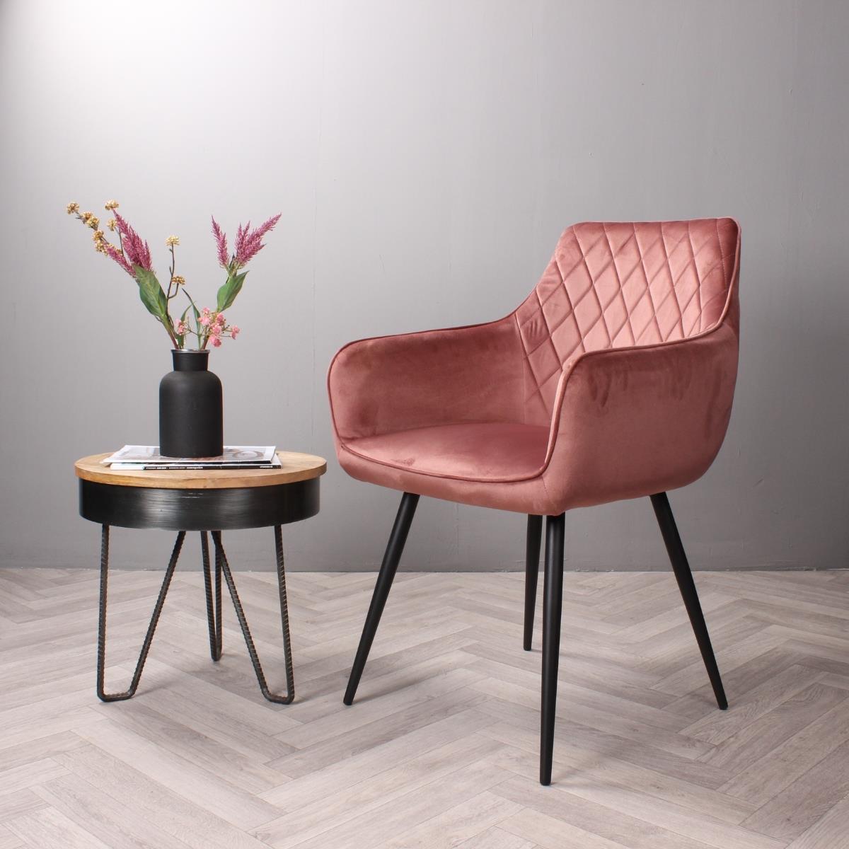 DS4U Ravi 3.0 eetkamerstoel velours - roze