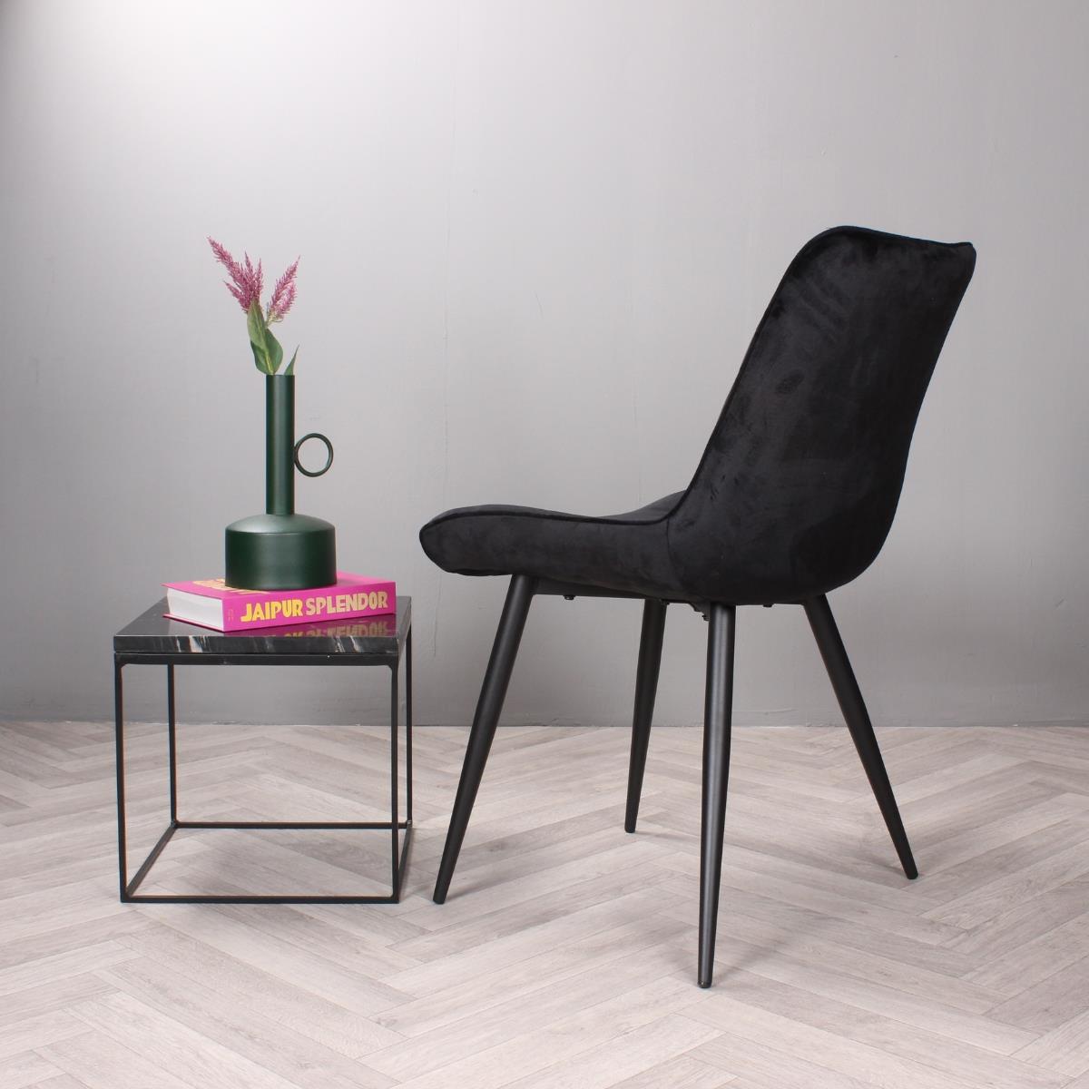 DS4U Benito 3.0 eetkamerstoel velours - zwart