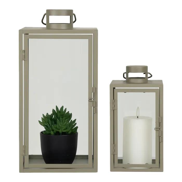 Artichok Ted glazen windlicht groen - set van 2