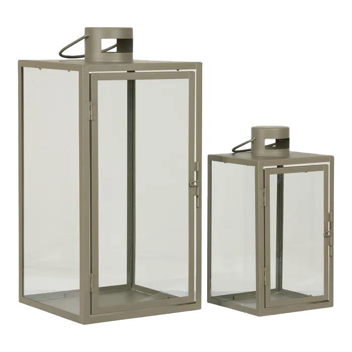 Artichok Ted glazen windlicht groen - set van 2