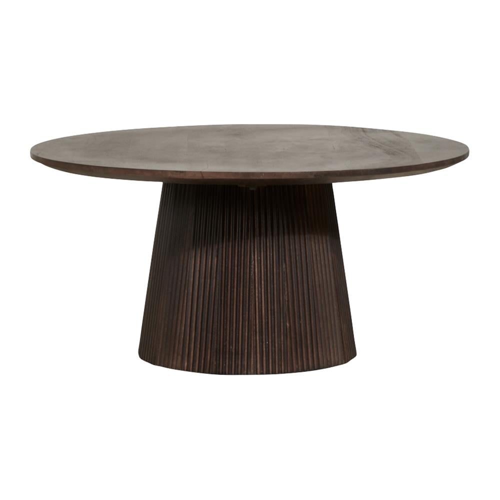 by fonQ Grand Bijzettafel Donkerbruin Mangohout - Ø 80 cm 