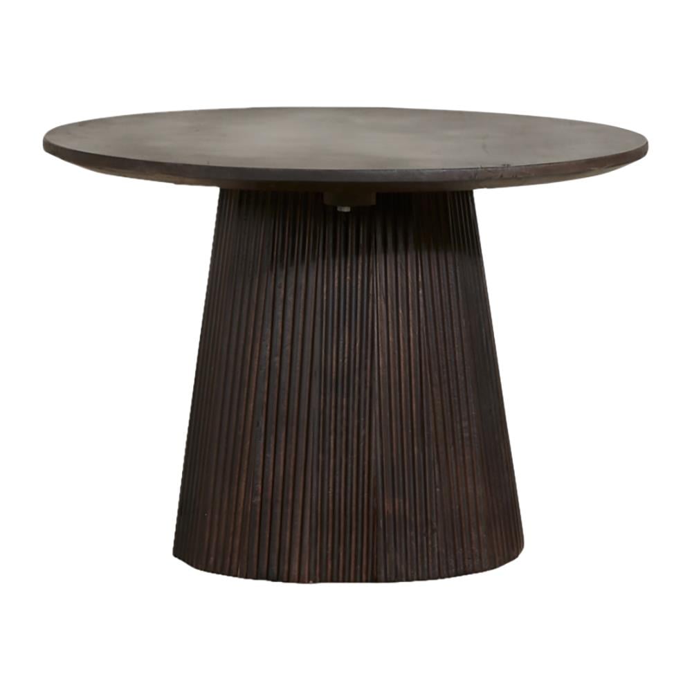 by fonQ Grand Bijzettafel Donkerbruin Mangohout - Ø 60 cm