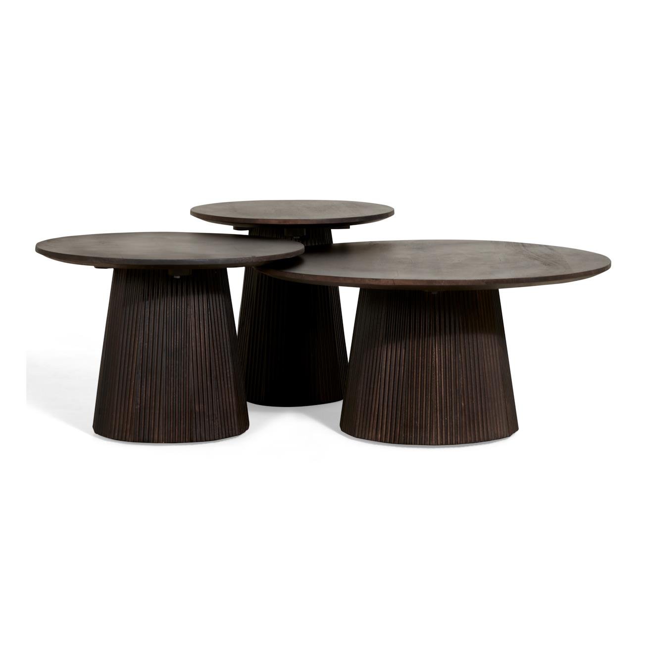 by fonQ Grand Bijzettafel Donkerbruin Mangohout - Ø 60 cm