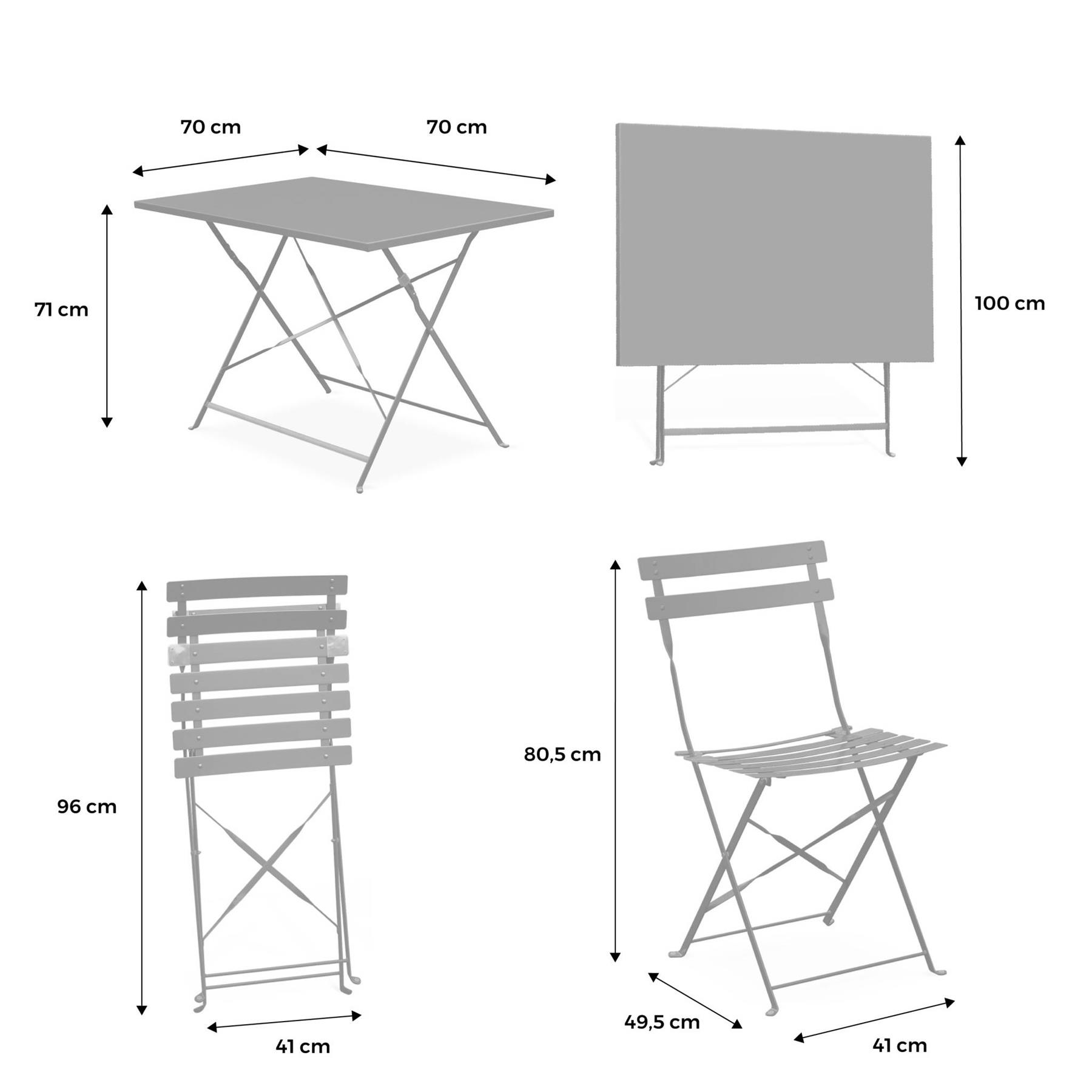sweeek - Inklapbare metalen bistrotafel 110 x 70cm, voor 4 personen