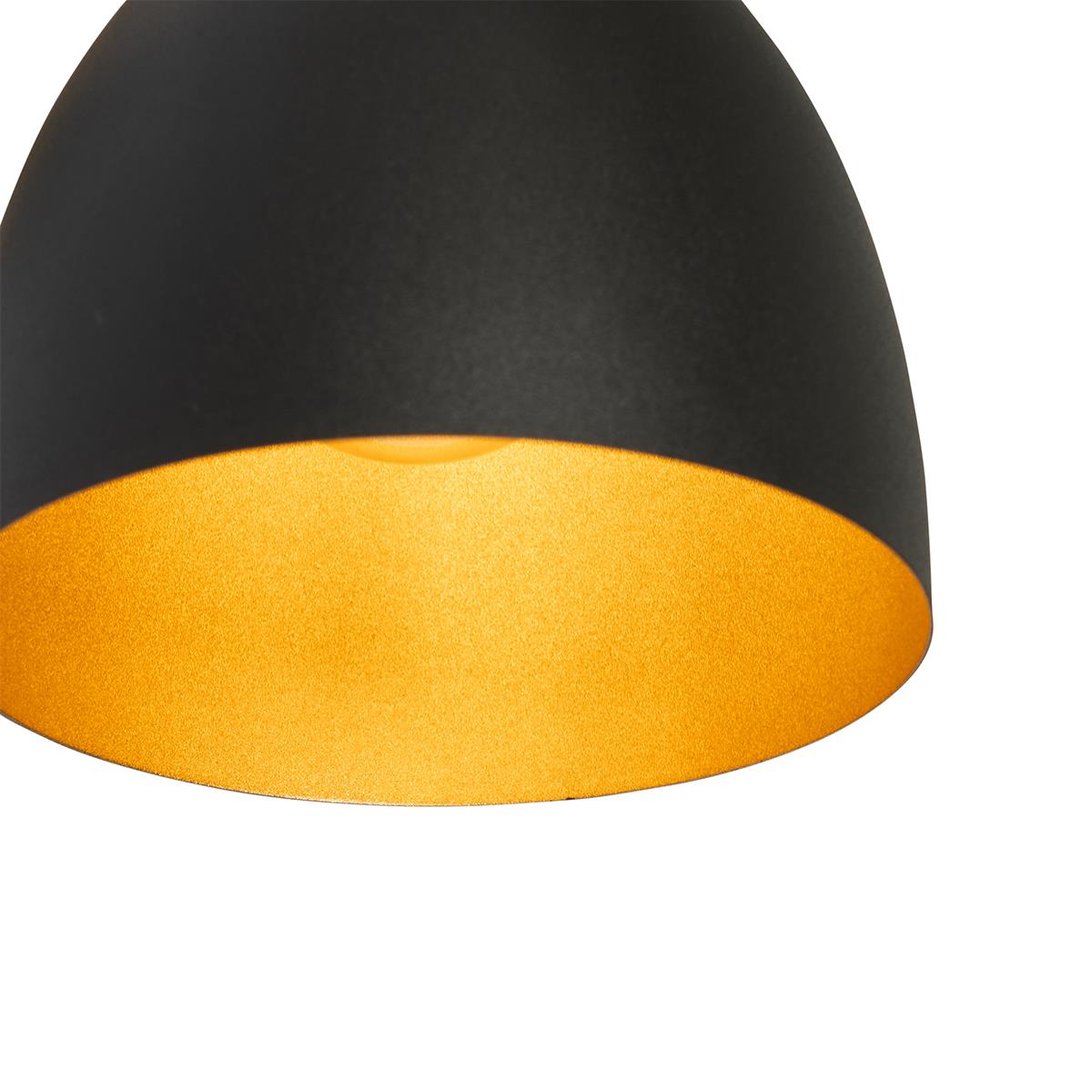 QAZQA Landelijke wandlamp zwart met hout - Flint