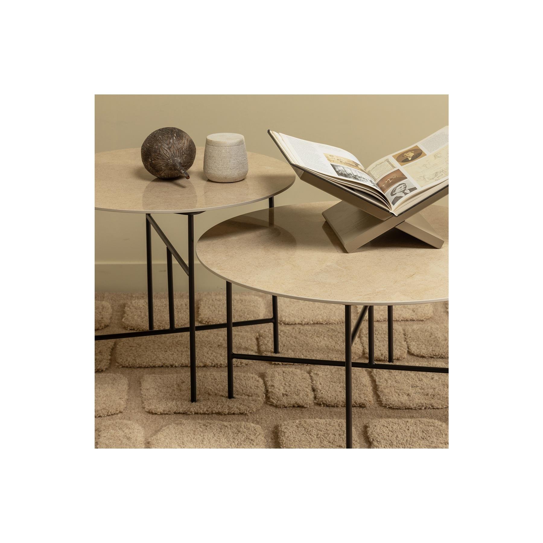 WOOOD Vida Bijzettafel - Marmeren Look - Naturel - 48x60x60