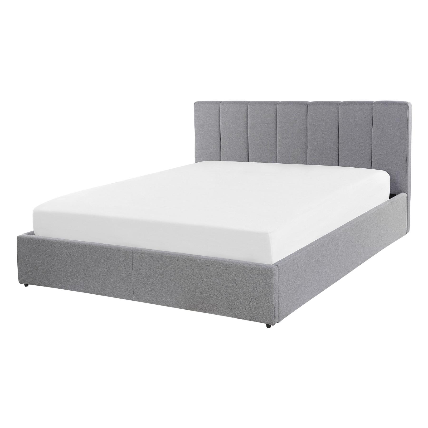 Beliani-DREUX -Bed met opbergruimte-Lichtgrijs-140 x 200 cm-Polyester