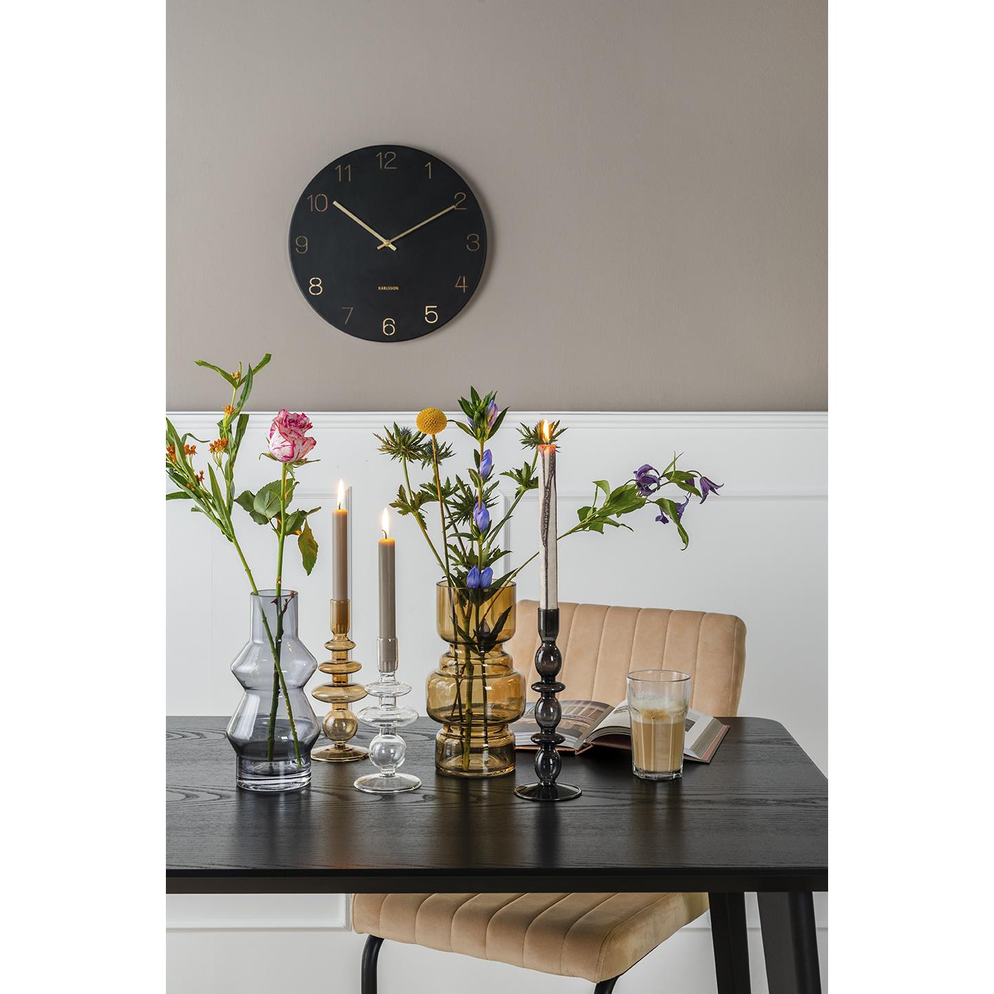 Karlsson - Wandklok Charm - Gegraveerde nummers  - Zwart - Ø35cm