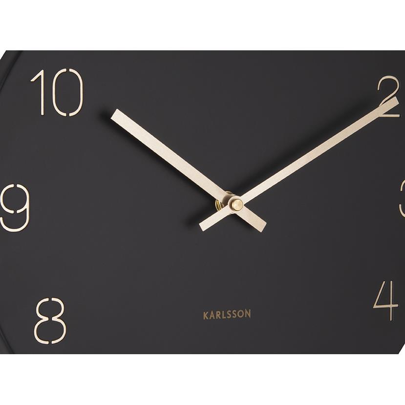 Karlsson - Wandklok Charm - Gegraveerde nummers  - Zwart - Ø35cm