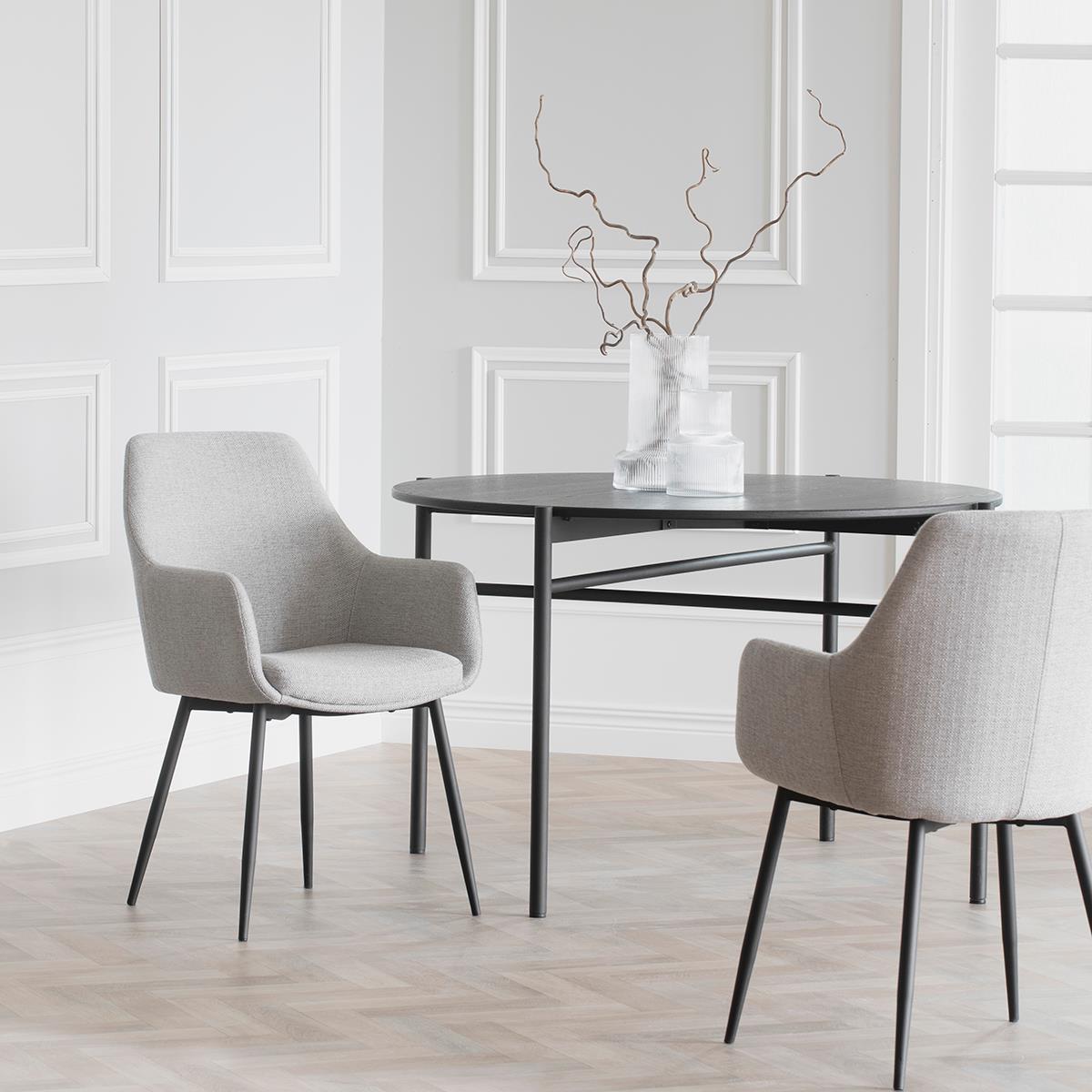 Rowico Home Reily Eetkamerstoel Beige - Met Armleuning - Zwart