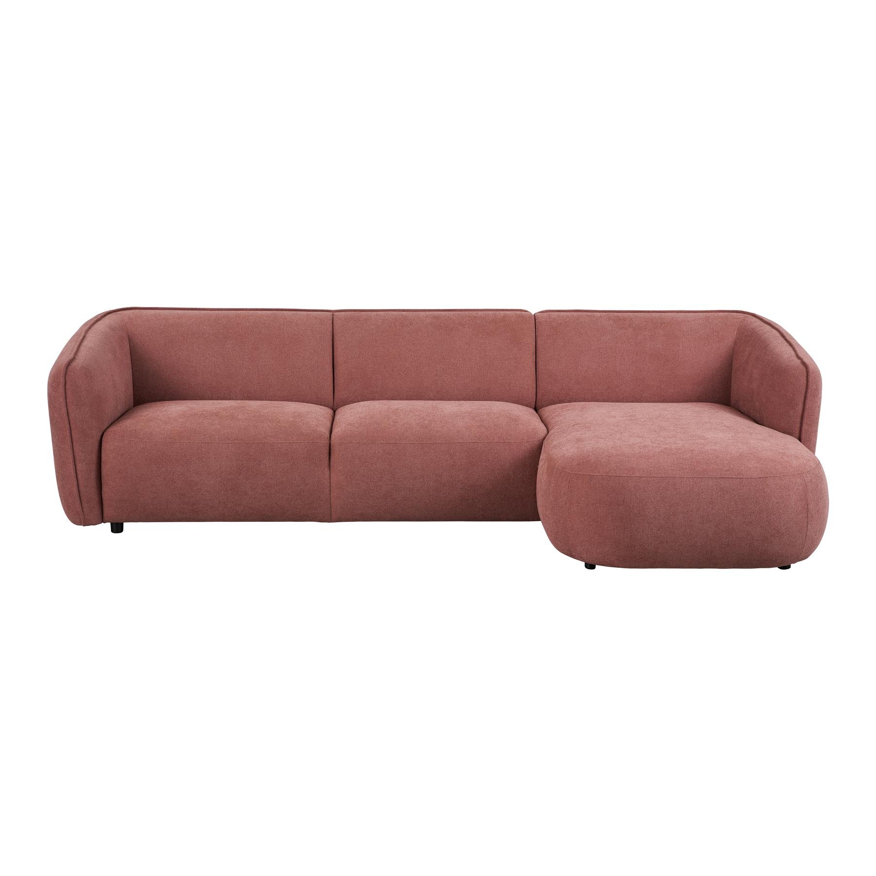 by fonQ Soft Hoekbank met Chaise Longue Rechts - Oud Roze