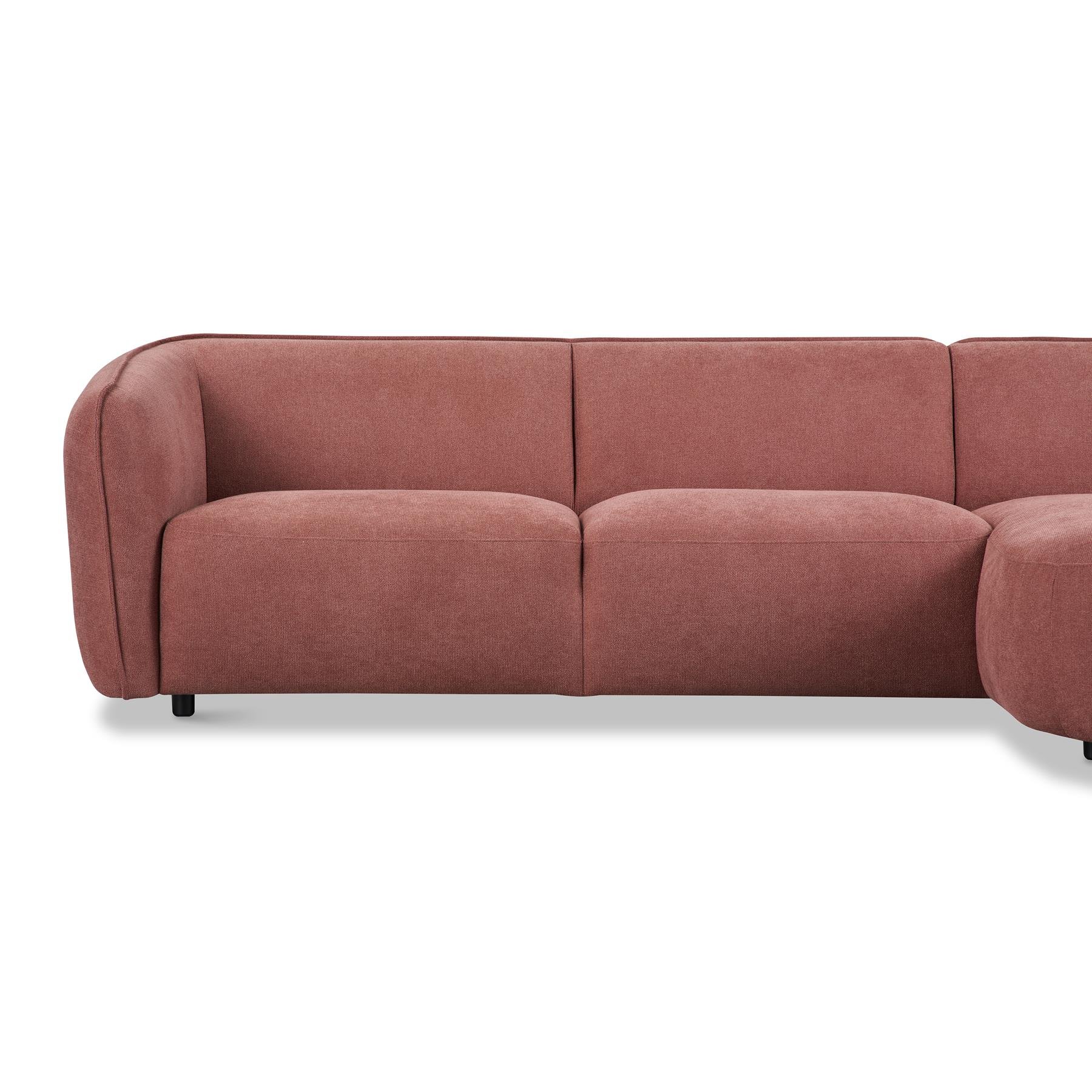 by fonQ Soft Hoekbank met Chaise Longue Rechts - Oud Roze