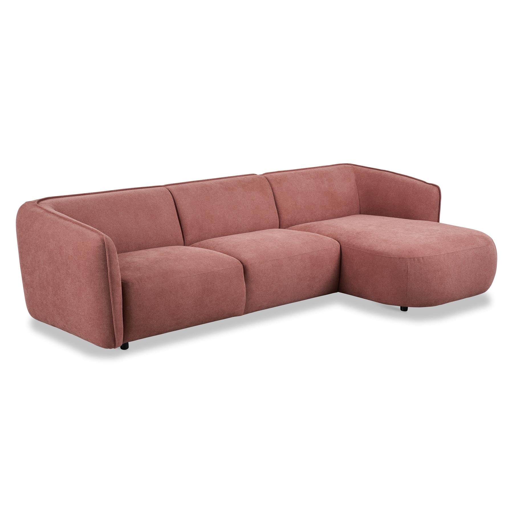 by fonQ Soft Hoekbank met Chaise Longue Rechts - Oud Roze