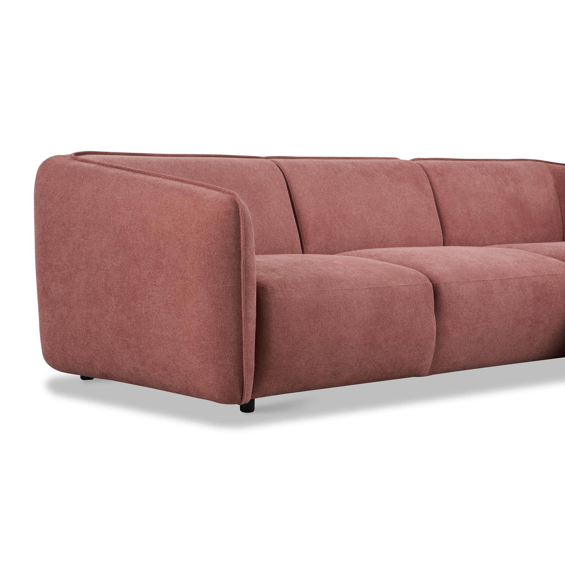by fonQ Soft Hoekbank met Chaise Longue Rechts - Oud Roze