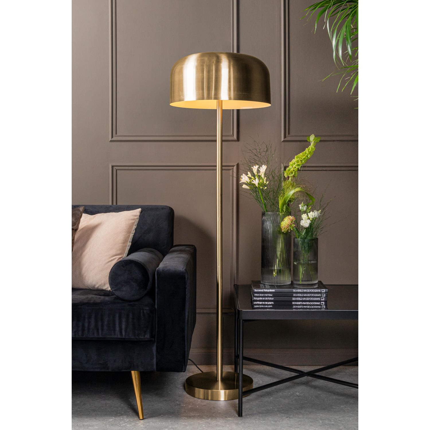 Leitmotiv - Vloerlamp Capa - Metaal Mat Geborsteld goud - Ø42x150cm
